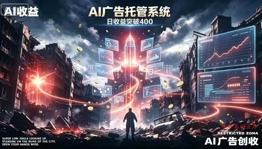 AI智能广告，全自动化运行，单日可达400+，小白新手0基础上手【揭秘】-难事易副业库