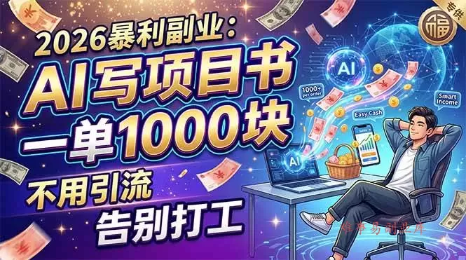 （18087期）2026暴利副业：AI 写项目书，一单 1000 块，不用引流，告别打工