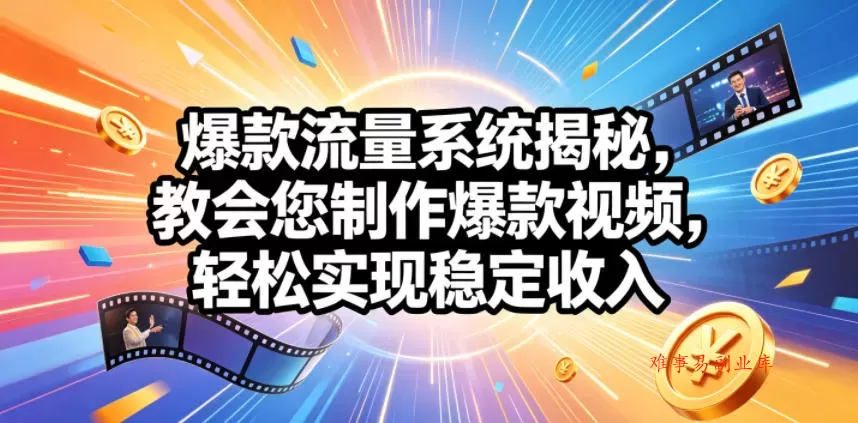 爆款流量系统揭秘，教会您制作爆款视频，轻松实现稳定收入【原创双语字幕】-难事易副业库