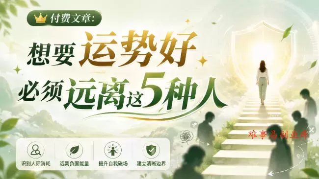 付费文章：想要运势好，必须远离这5种人-难事易副业库