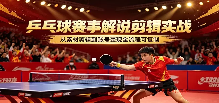 乒乓球赛事解说剪辑实战,从素材剪辑到账号变现全流程可复制 乒乓球赛事解说剪辑实战,从素材剪辑到账号变现全流程可复制