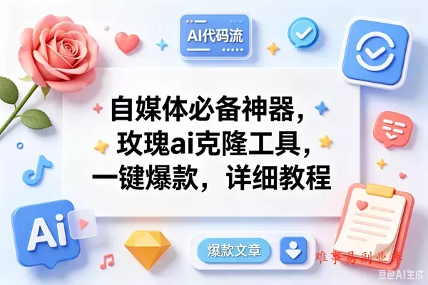 （18882期）玫瑰克隆ai工具，一键爆款ai工具，自媒体必备神器，50多个功能，详细教程-难事易副业库