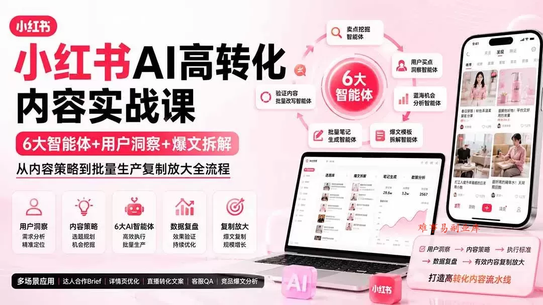 (19927期)小红书AI高转化内容实战课:6大智能体+用户洞察+爆文拆解,从内容策略到批量生产复制放大全流程 (19927期)小红书AI高转化内容实战课:6大智能体+用户洞察+爆文拆解,从内容策略到批量生产复制放大全流程