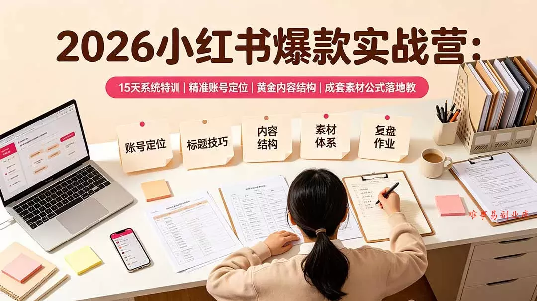 2026小红书爆款实战营:15天系统特训|精准账号定位|黄金内容结构|成套素材公式落地教程 2026小红书爆款实战营:15天系统特训|精准账号定位|黄金内容结构|成套素材公式落地教程