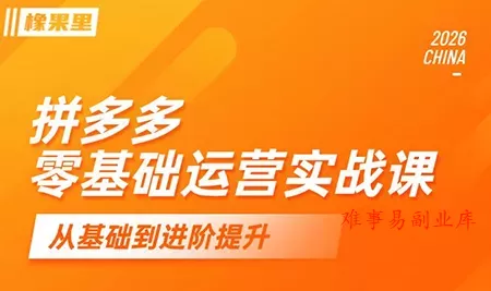 仙道电商·拼多多零基础运营实战课-难事易副业库