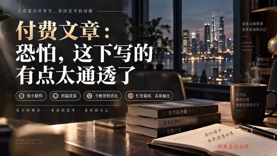 （20317期）灏泽付费文章：恐怕，这下写的有点太通透了-难事易副业库