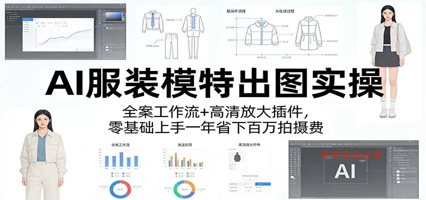 AI服装模特出图实操：全案工作流+ 高清放大插件，零基础上手一年省下百万拍摄费-难事易副业库