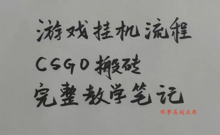游戏挂G全流程笔记分享，CSGO游戏搬砖，小白看了当天学会见收益【揭秘】-难事易副业库