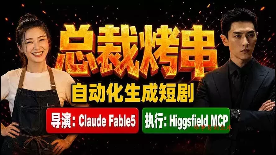 （19541期）《总裁烤串》真人短剧全自动诞生！Claude Fable5 当导演，Higgsfield MCP 执行！-难事易副业库