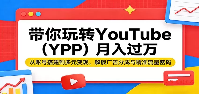 带你玩转YouTube（YPP）月入过万：从账号搭建到多元变现，解锁广告分成与精准流量密码-难事易副业库