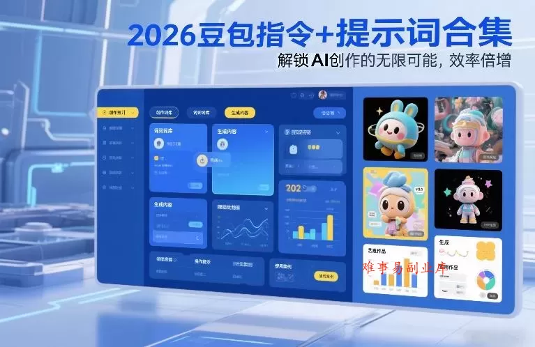 2026豆包指令+提示词合集，解锁AI创作的无限可能，效率倍增-难事易副业库
