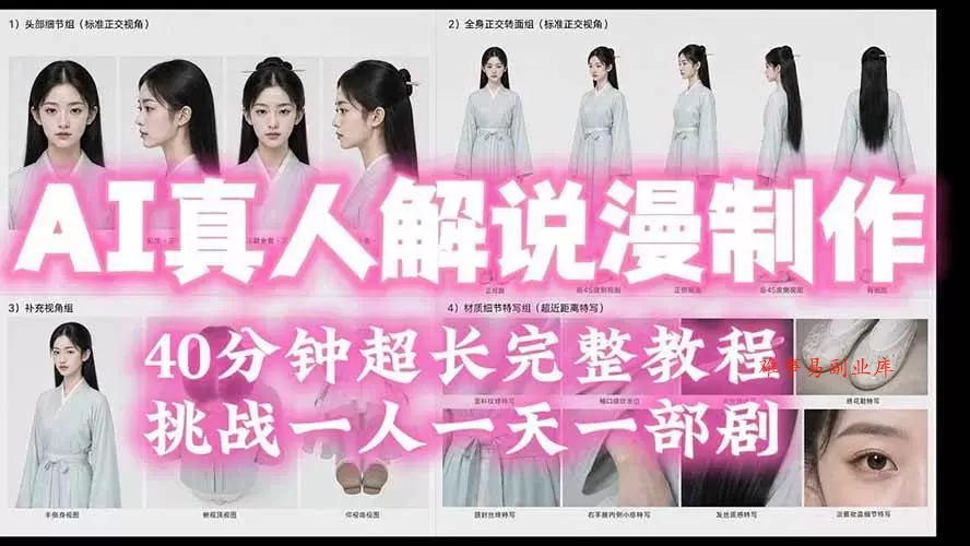 （19508期）2026AI真人解说漫剧制作40分钟超长完整教程：自动批量化制作，挑战一人一天一部剧！-难事易副业库