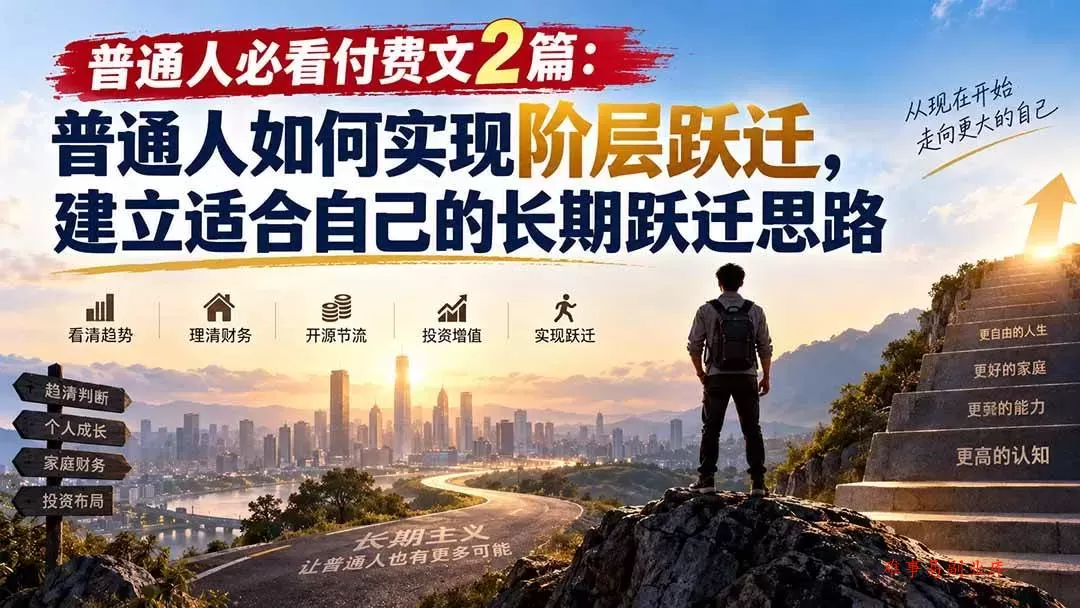 (20262期)普通人必看付费文2篇:普通人如何实现阶层跃迁,建立适合自己的长期跃迁思路 (20262期)普通人必看付费文2篇:普通人如何实现阶层跃迁,建立适合自己的长期跃迁思路