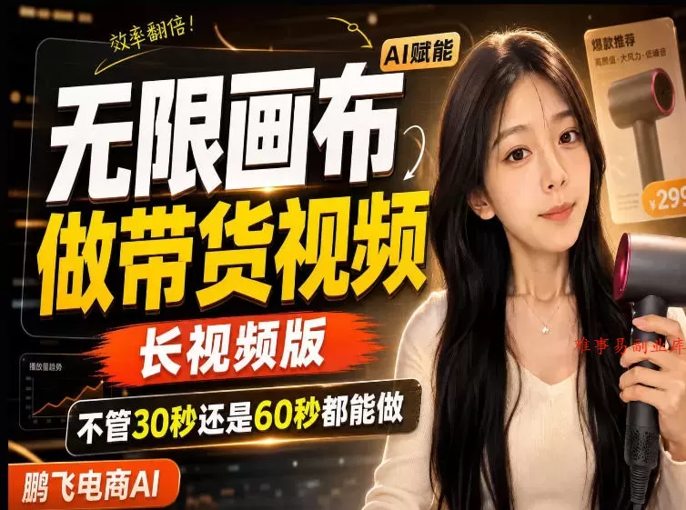 【保姆级教程】无限画布搭建长带货视频，拼接不翻车全程一致，小白跟着步骤也能上手-难事易副业库