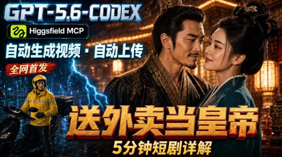 GPT-5.6 Codex+Higgsfield MCP：一条指令生成5分钟短剧并自动上传YouTube(油管)-难事易副业库