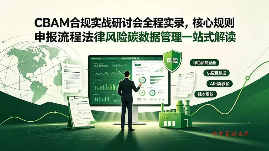 （19235期）CBAM合规实战研讨会全程实录，核心规则申报流程法律风险碳数据管理一站式解读-难事易副业库