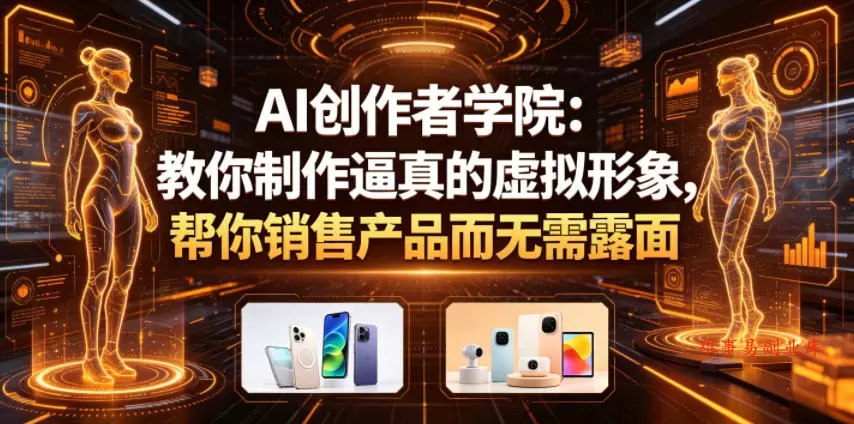 AI创作者学院：教你制作逼真的虚拟形象，帮你销售产品而无需露面【原创双语字幕】-难事易副业库