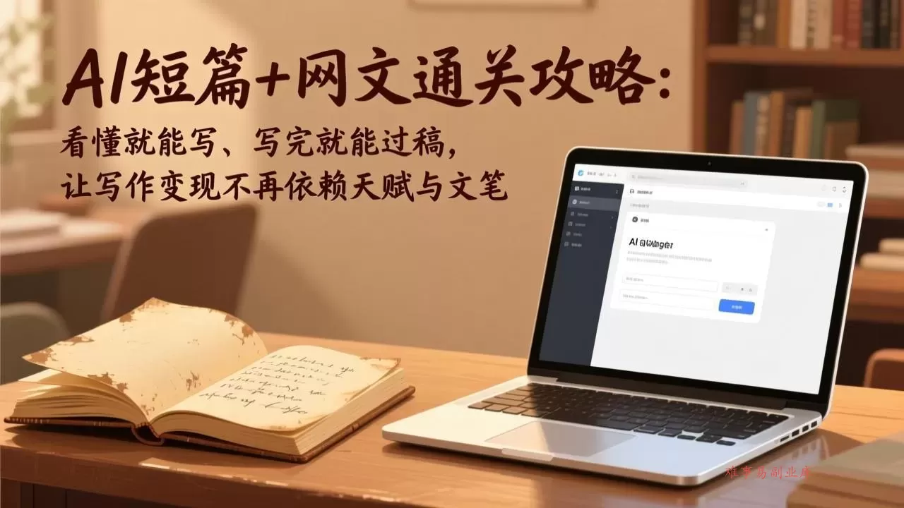 AI短篇+网文通关攻略：看懂就能写、写完就能过稿，让写作变现不再依赖天赋与文笔-难事易副业库