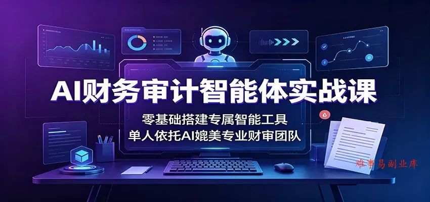 AI财务审计智能体实战课：零基础搭建专属智能工具，单人依托AI媲美专业财审团队-难事易副业库