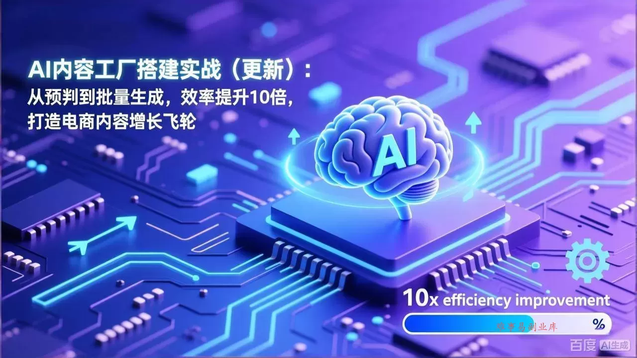 （17210期）AI内容工厂搭建实战（更新）：从预判到批量生成，效率提升10倍，打造电商内容增长飞轮-难事易副业库