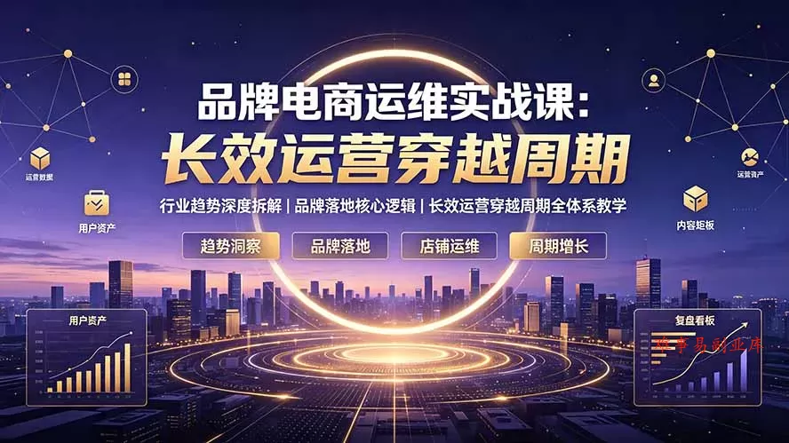 品牌电商运维实战课：行业趋势深度拆解｜品牌落地核心逻辑｜长效运营穿越周期全体系教学-难事易副业库