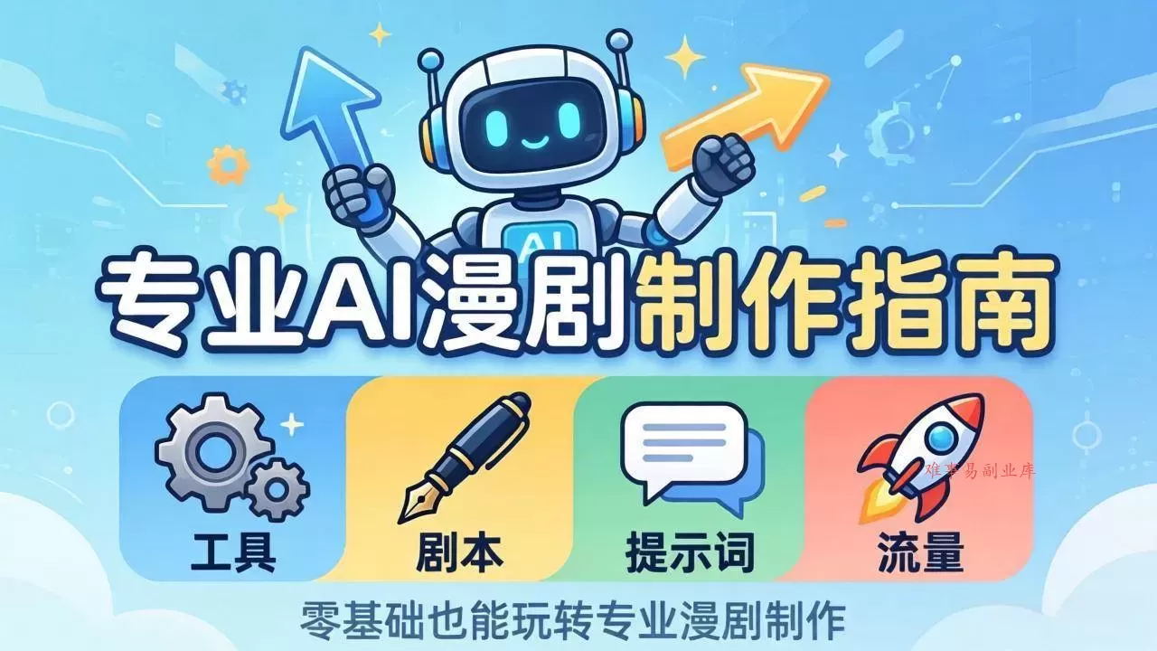 (18190期)专业AI漫剧制作指南:工具+剧本+提示词+流量全流程,零基础也能玩转专业漫剧制作-难事易副业库