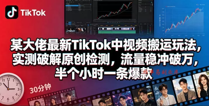 某大佬最新TikTok中视频搬运玩法,实测破解原创检测,流量稳冲破万,半个小时一条爆款 某大佬最新TikTok中视频搬运玩法,实测破解原创检测,流量稳冲破万,半个小时一条爆款