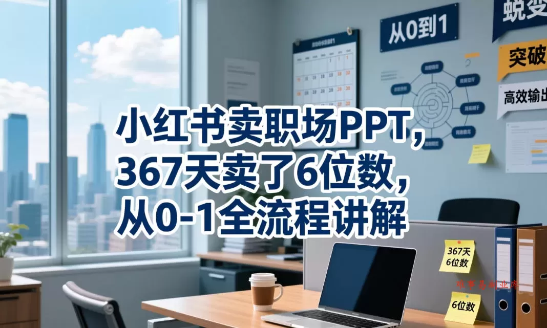 小红书卖职场PPT，367天卖了6位数，从0-1全流程讲解-难事易副业库