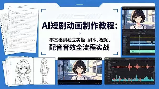 （18351期）AI短剧动画制作教程：零基础到独立实操，剧本、视频、配音音效全流程实战