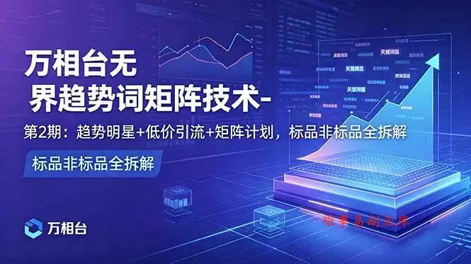 （18861期）万相台无界趋势词矩阵技术-第2期：趋势明星+低价引流+矩阵计划，标品非标品全拆解-难事易副业库