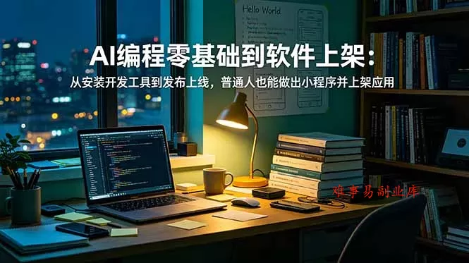 AI编程零基础到软件上架：从安装开发工具到发布上线，普通人也能做出小程序并上架应用商店-难事易副业库