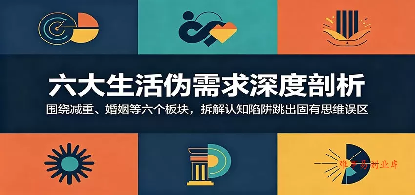 六大生活伪需求深度剖析：围绕减重、婚姻等六个板块，拆解认知陷阱跳出固有思维误区-难事易副业库