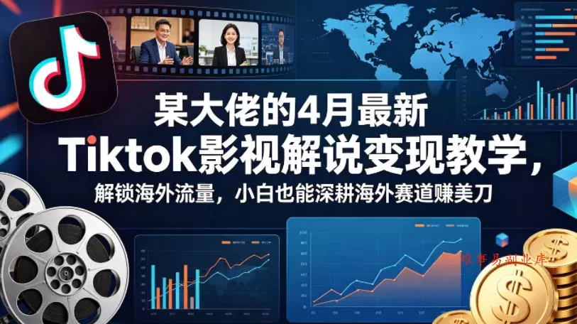 某大佬的4月最新Tiktok影视解说变现教学，解锁海外流量，小白也能深耕海外赛道賺美刀-难事易副业库