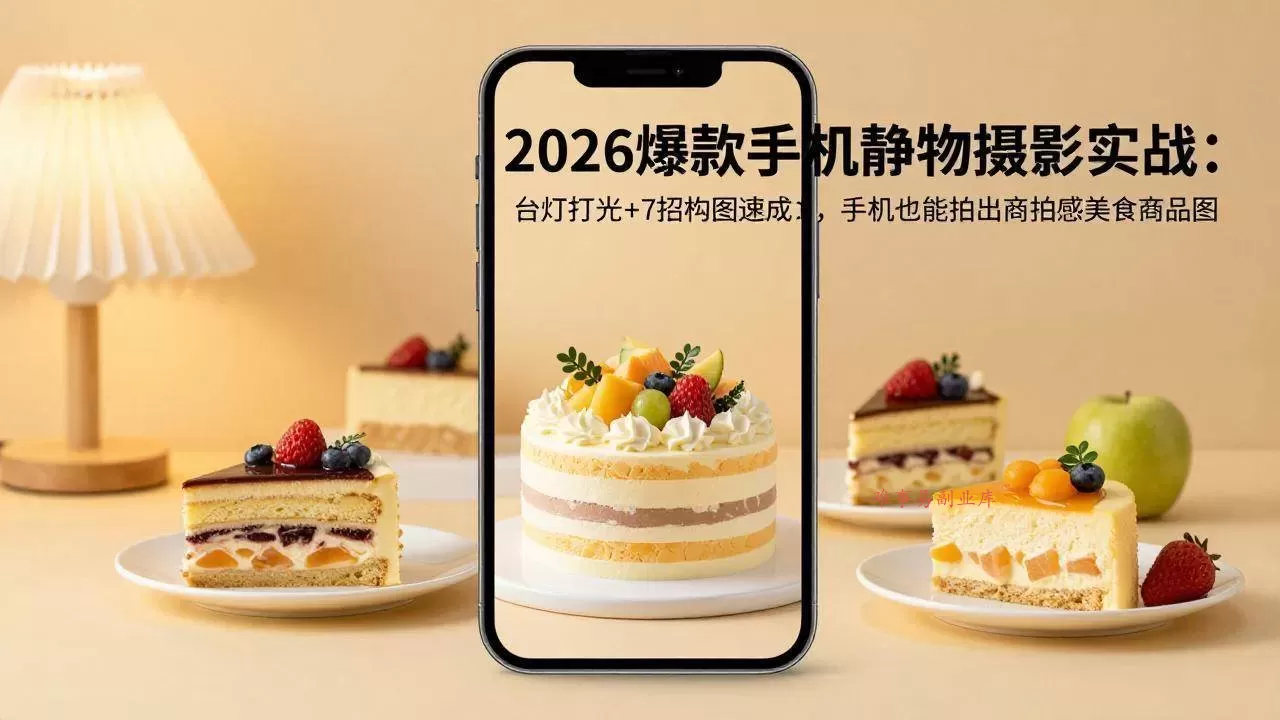 (17960期)2026爆款手机静物摄影实战:台灯打光+7招构图速成,手机也能拍出商拍感美食商品图 (17960期)2026爆款手机静物摄影实战:台灯打光+7招构图速成,手机也能拍出商拍感美食商品图
