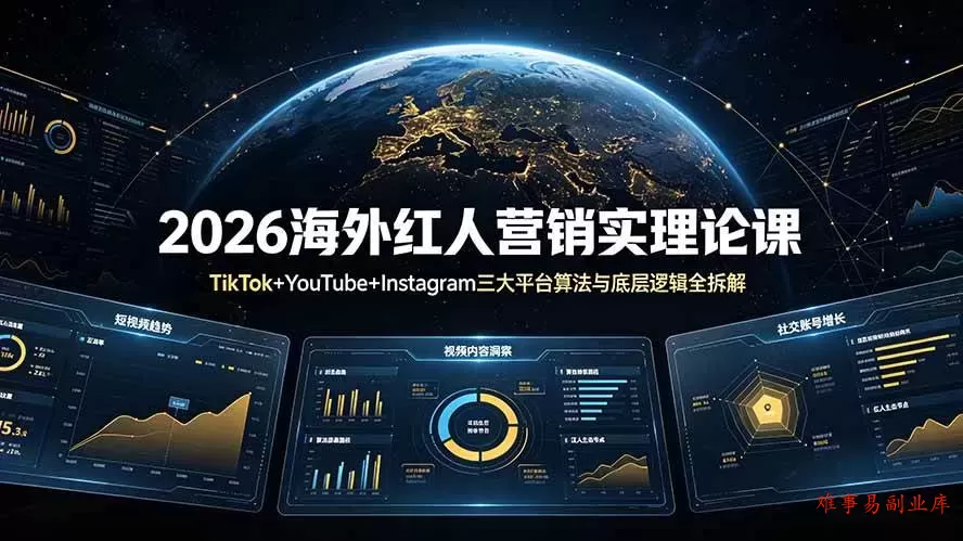 (19126期)2026海外红人营销实理论课:TikTok+YouTube+Instagram三大平台算法与底层逻辑全拆解 (19126期)2026海外红人营销实理论课:TikTok+YouTube+Instagram三大平台算法与底层逻辑全拆解