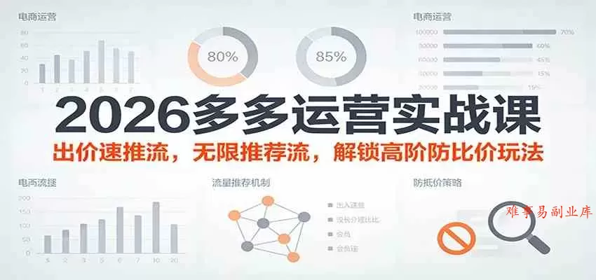 2026多多运营实战课：出价速推流，无限推荐流，解锁高阶防比价玩法（更新）-难事易副业库