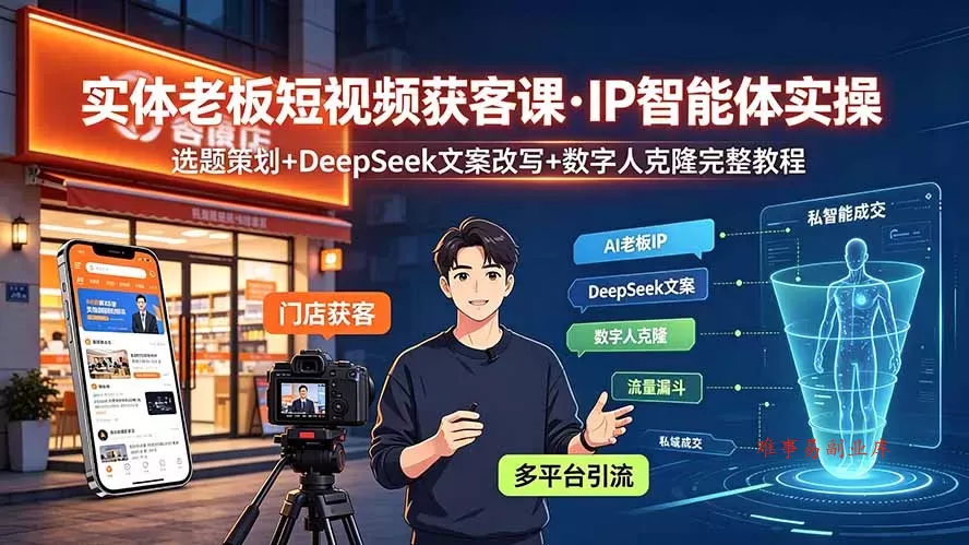 实体老板短视频获客课·IP智能体实操|选题策划+DeepSeek文案改写+数字人克隆完整教程 实体老板短视频获客课·IP智能体实操|选题策划+DeepSeek文案改写+数字人克隆完整教程