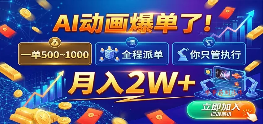 AI动画爆单了!一单500~1000,全程派单,你只管执行,月入2W+ AI动画爆单了!一单500~1000,全程派单,你只管执行,月入2W+