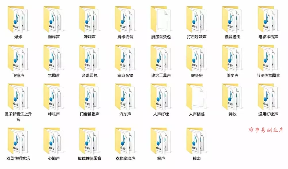 宝藏音效合集包！60+多种音效分类，共计3900个，分类清晰，全中文分类，高品质剪辑音效素材包