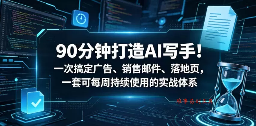 90分钟打造AI写手！一次搞定广告、销售邮件、落地页，一套可每周持续使用的实战体系【原创双语字幕】-难事易副业库