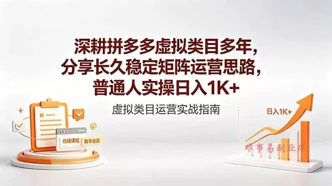 (18501期)深耕拼多多虚拟类目多年,分享长久稳定矩阵运营思路,普通人实操日入1K+ (18501期)深耕拼多多虚拟类目多年,分享长久稳定矩阵运营思路,普通人实操日入1K+