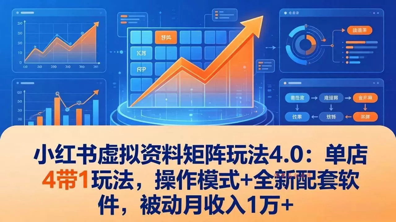 （17730期）小红书虚拟资料矩阵玩法4.0：单店4带1玩法，操作模式+全新配套软件，被动月收入1万+-难事易副业库