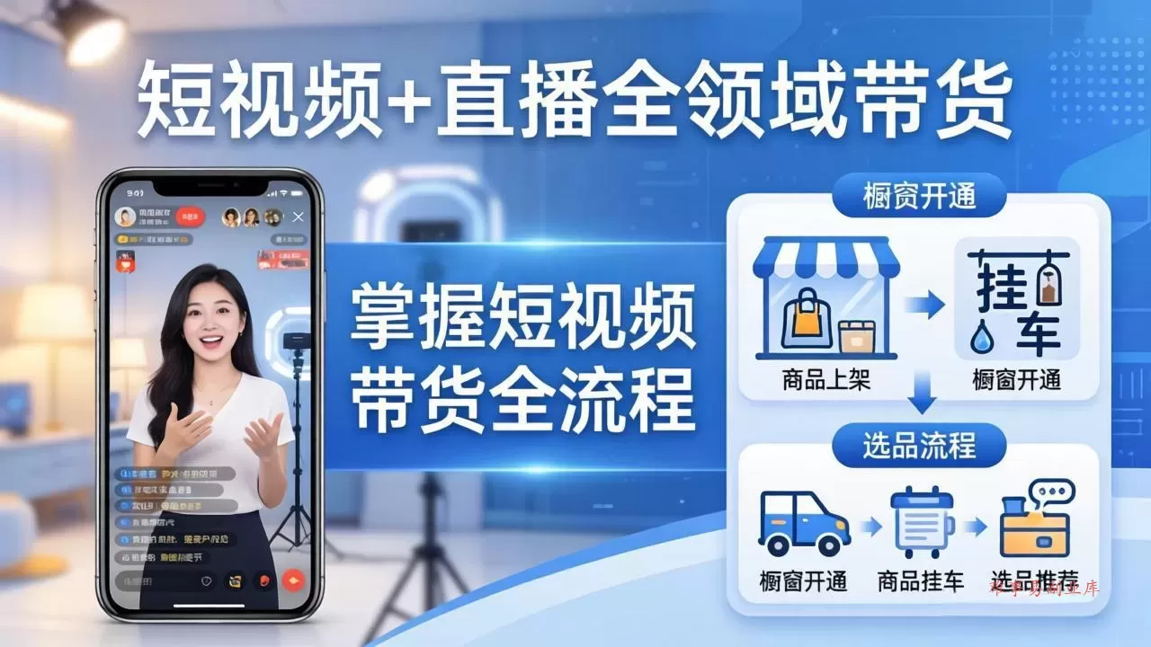 短视频+直播全领域带货:掌握橱窗开通、挂车、选品、爆款文案改编等短视频带货全流程-难事易副业库