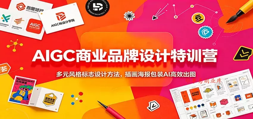 AIGC商业品牌设计特训营：多元风格标志设计方法，插画海报包装AI高效出图-难事易副业库