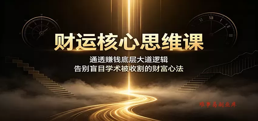 财运核心思维课：通透赚钱底层大道逻辑，告别盲目学术被收割的财富心法-难事易副业库