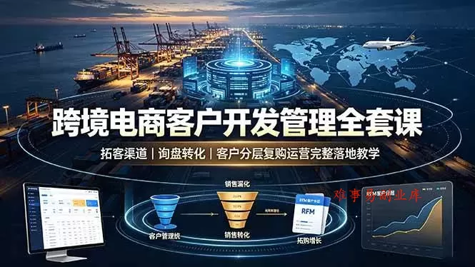（19274期）跨境电商客户开发管理全套课·拓客渠道｜询盘转化｜客户分层复购运营完整落地教学-难事易副业库