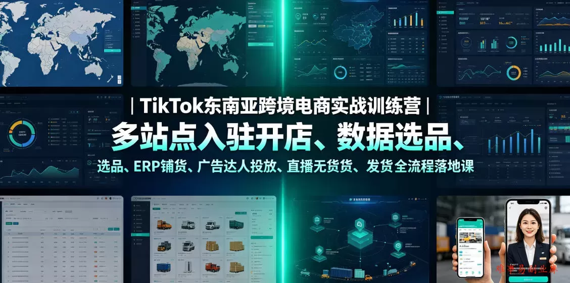 TikTok东南亚跨境电商实战训练营|多站点入驻开店、数据选品、ERP铺货、广告达人投放、直播无货源发货全流程落地课 TikTok东南亚跨境电商实战训练营|多站点入驻开店、数据选品、ERP铺货、广告达人投放、直播无货源发货全流程落地课