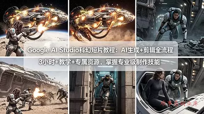 Google AI Studio科幻短片教程：AI生成+剪辑全流程，3小时+教学+专属资源，掌握专业级制作技能