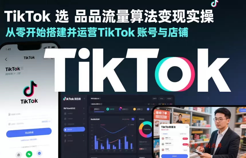 TikTok选品流量算法变现实操，从零开始搭建并运营TikTok账号与店铺-难事易副业库