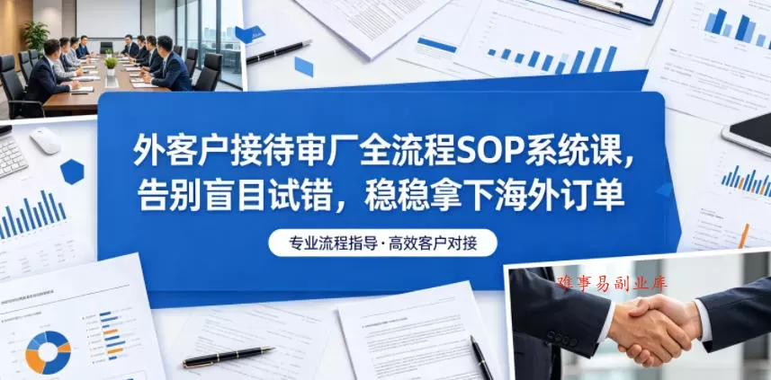 外客户接待审厂全流程SOP系统课，告别盲目试错，稳稳拿下海外订单-难事易副业库